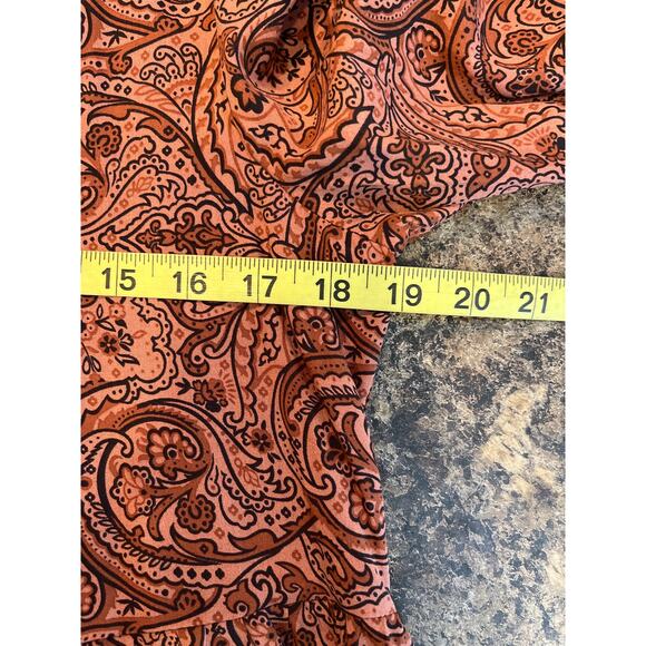 Lucky Brand Burgundy V Neck Paisley Print Swing Dress Small - Picture 6 of 7